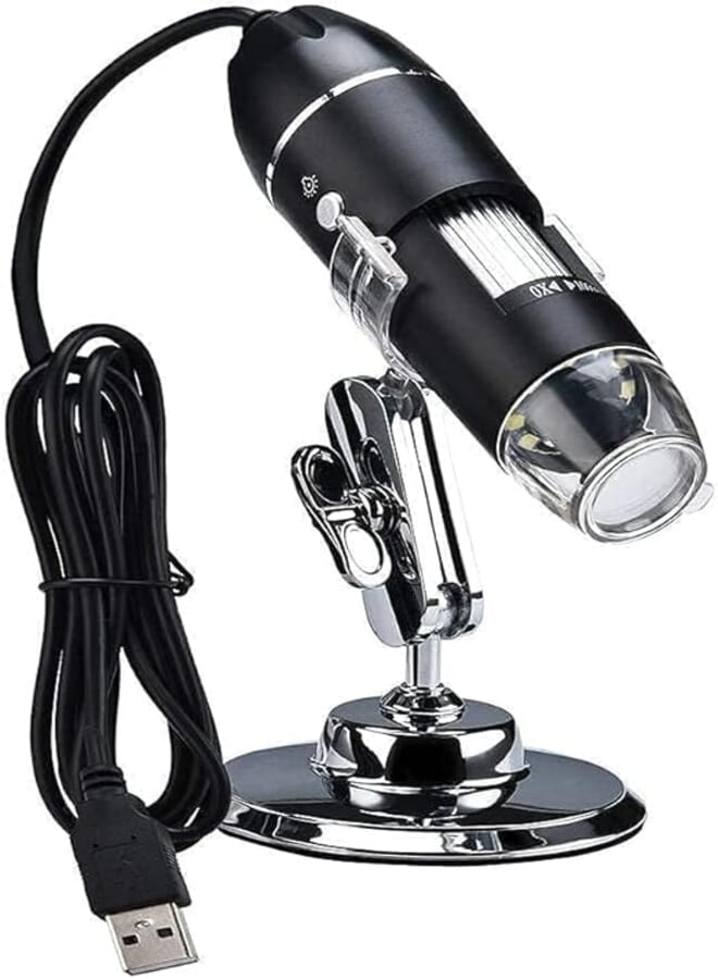 USB Digital Microscope 1000x Magnification 8-LED Mini Microscope Endoscope Camera Magnifier with Stand